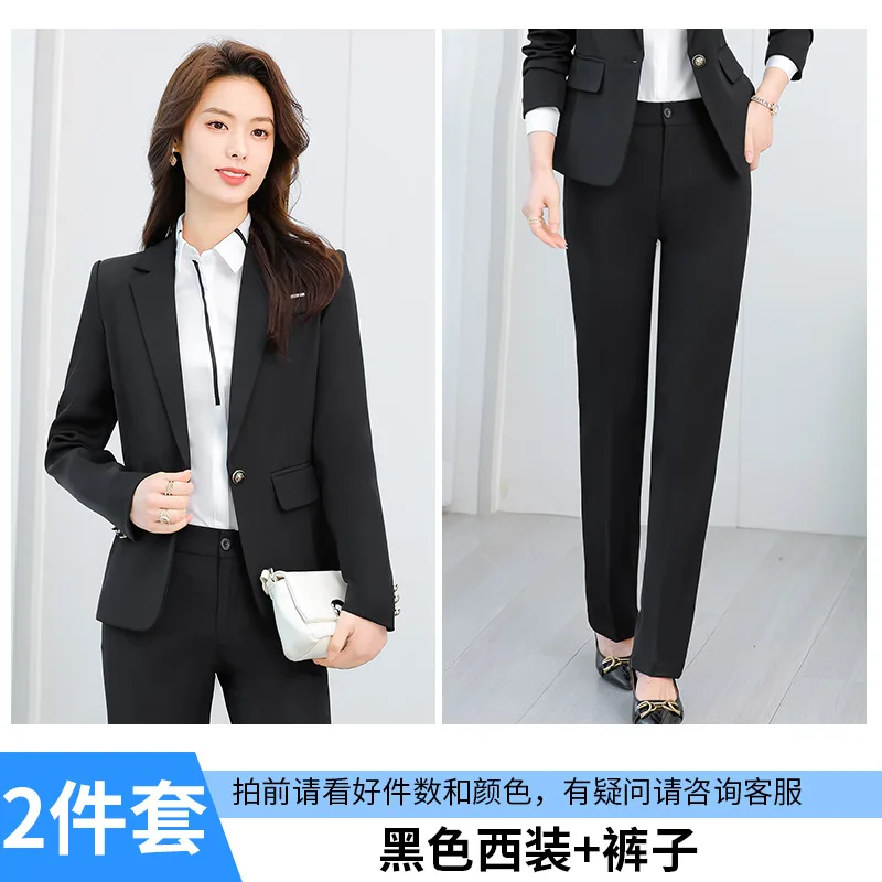 Black Blazer Women Spring Autumn Professional Elegant Business Interview Formal Suit White-collar Manager Workwear