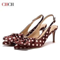 Heel 2024 CHCH Women's High Heels New Bow Pointed Sandals Women's Party Wedding Shoes 7cm