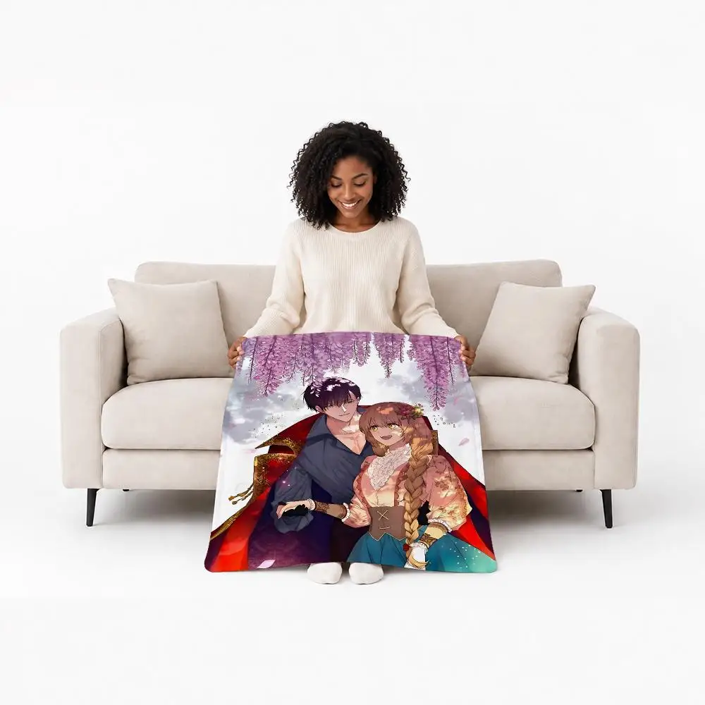Romantic Anime The Reason Why Raeliana Throw Custom Printed Flannel Fleece Blanket for Sofa Bed Office Travel & Camping