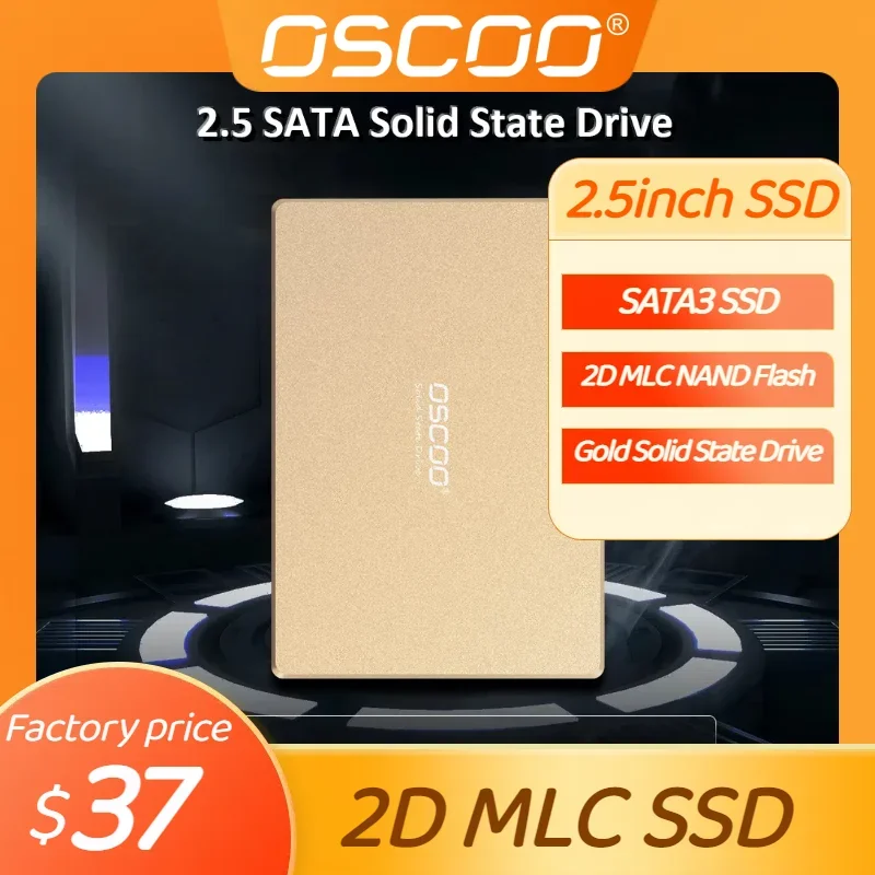 

OSCOO 2D MLC Internal Solid State Drive 2.5 Inch SATA SSD Gold Hard Disk 2D MLC 512GB 256GB SSD for Desktop Laptop