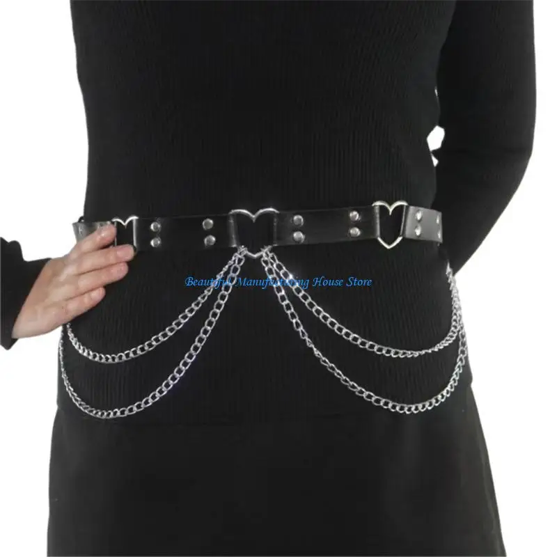 

E56A Waist Belt Chain Punk Belt for Dancers Costume Belt for Jeans Dresses