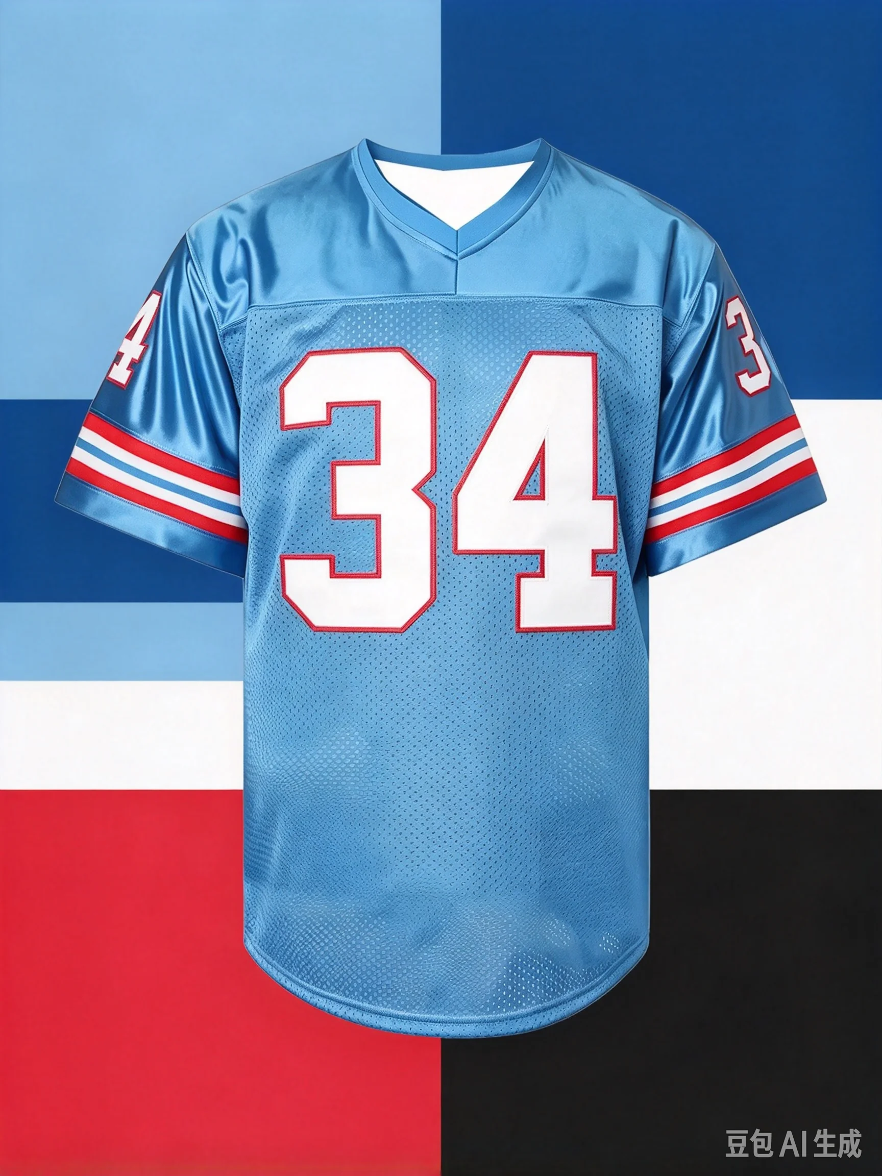 2026 New Light Blue Houston #34 Earl Campbell Vintage Football Jersey Red White Striped Cuffs Family Matching Leisure Streetwear