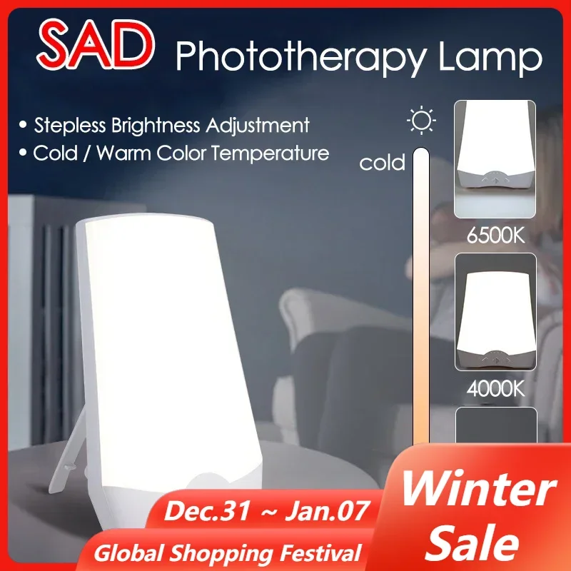 SAD Phototherapy Lamp Stepless Dimming Bionic-Daylight Affective Disorder Smart Timing Happy Lamp Depression Anti-fatigue Lamp