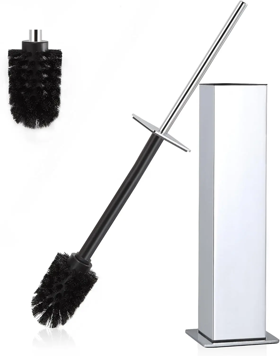 

Toilet Brush and Holder Set Chrome Stainless Steel 304 Square Freestanding Toilet Brush for Bathroom