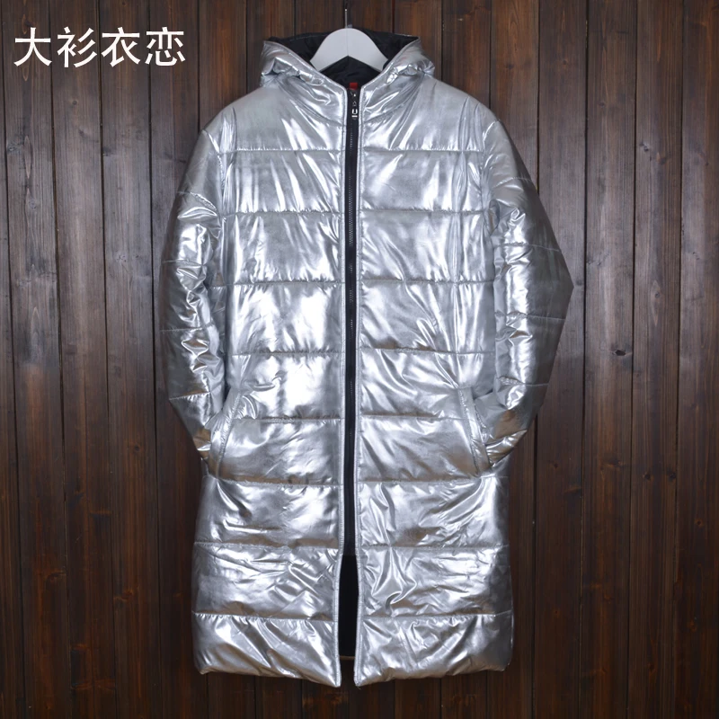 

Мужская зимняя хлопковая куртка Thiened, длинное ультра-длинное пальто выше колена в стиле хип-хоп для пары средней длины, большой размер