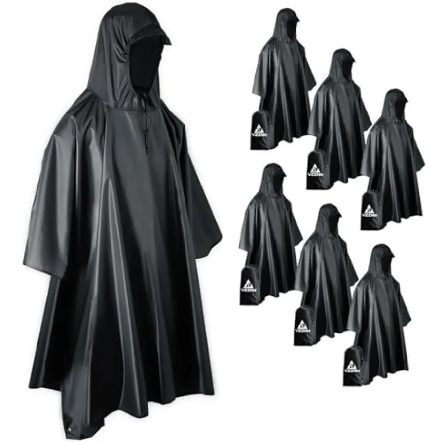 

VZZNN 6 Pack Hooded Rain Ponchos for Adults Unisex Raincoat for Women Men