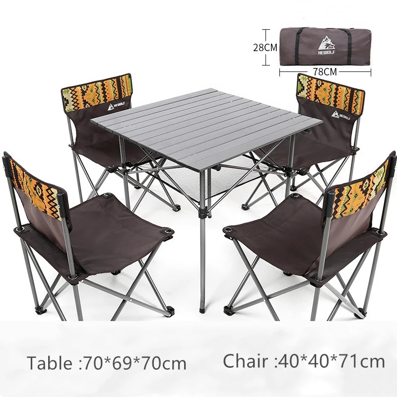 

5PCS Folding Table And Chair Sets Outdoors Leisure Barbecue Picnic Tool Portable Vehicle-mounted Camping Travel Garden Equipment