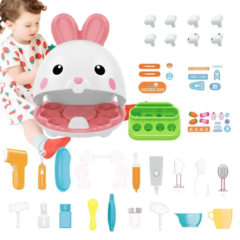 

Play Dentist Set For Kids Cute Bunny Pretend Play Set Of Teeth Creative Kids Dentist Kit For Kindergarten Classic Education