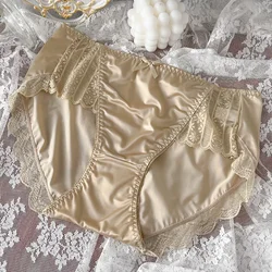 Elegant Women's Underwear: Satin Traceless Ice Silk Panties, Mid-Waist & Breathable - Enhanced with Sexy Allure in Sizes M-XXL