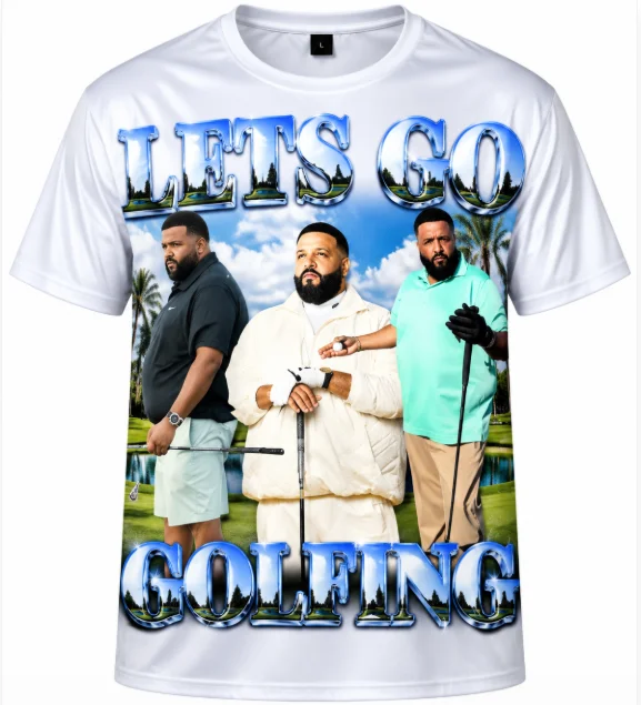 Unisex Lets Go Golfing DJ Khaled Meme T Shirt 3D Full Print Short Sleeve Casual Golf Streetwear Graphic Tee