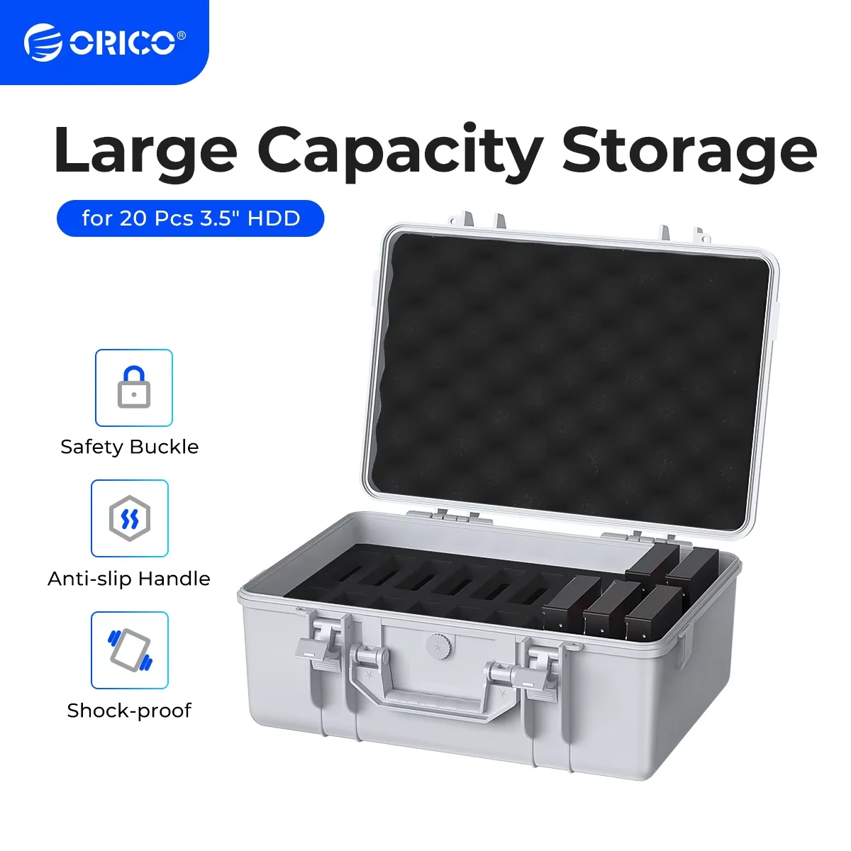 

ORICO 3.5 inch 20 Bay HDD Protection Storage Case Hard Drive External Box Portable Multi Bay Waterproof For Outdoors