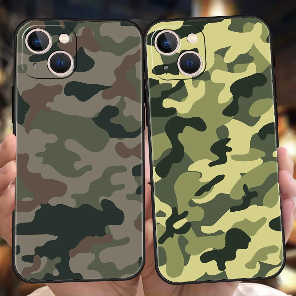 Camouflage Camo Phone Case Cover For iPhone 16 15 14 13 12 11 Pro Max 8 7 Plus XR XS Max Shockproof Soft Shell Coque Capas Bags