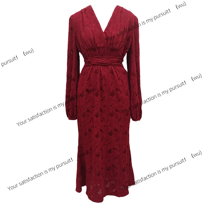 Large size women's clothing, high-end wear, French retro lace hip-wrapped fishtail dress, new fat and enlarged 1969