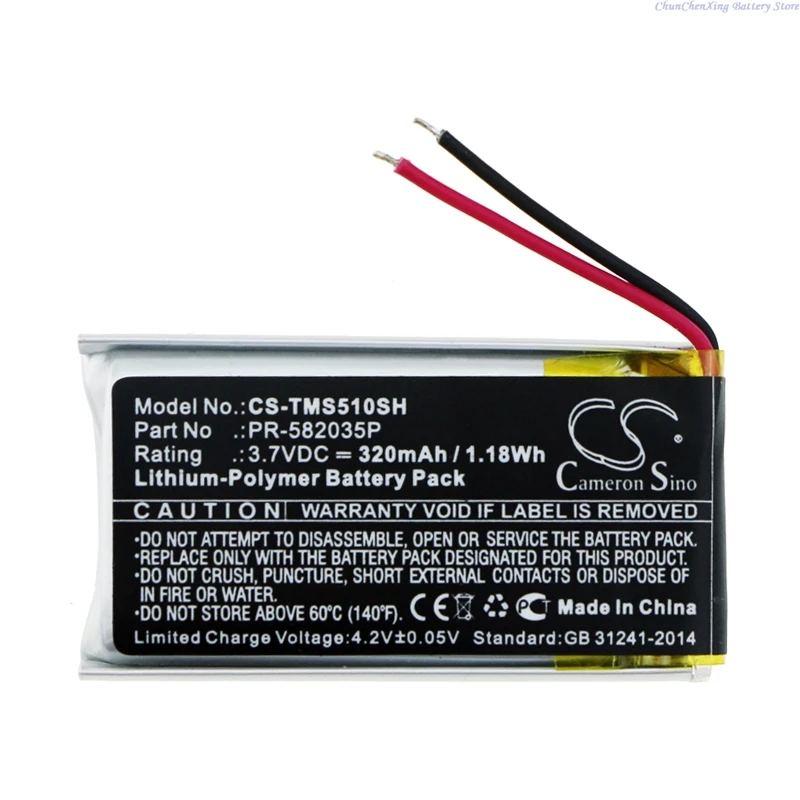 Cameron Sino 3.7V 320mAh CS-TMS510SH Smartwatch Battery PR-582035P for TomTom Spark 510  +TOOLS KIT
