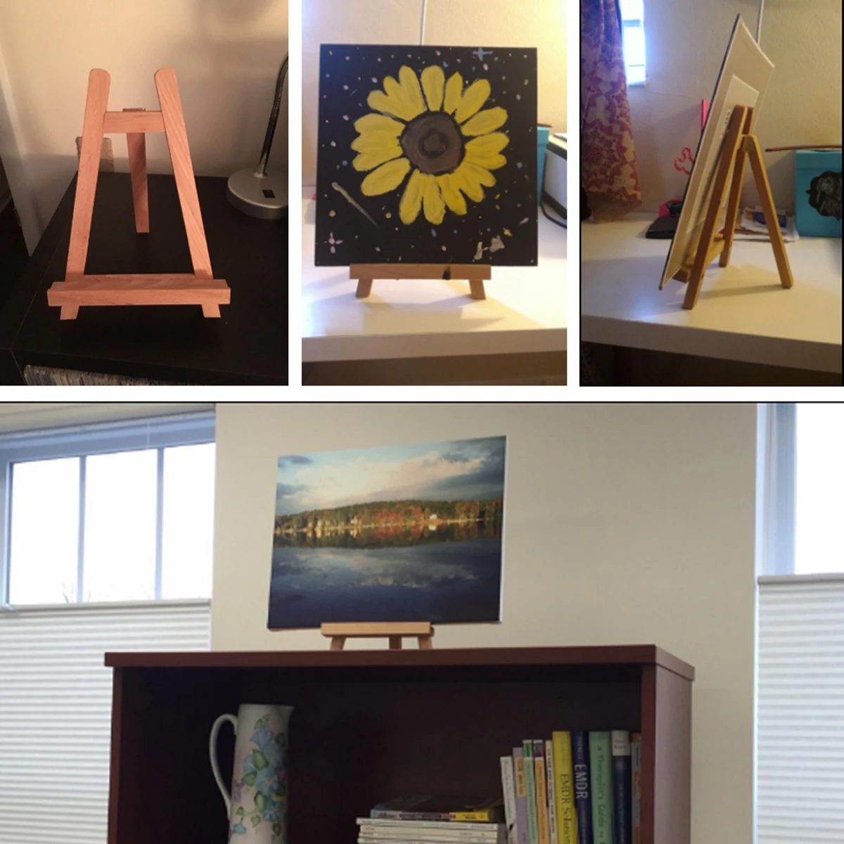 

Wooden Display Easel Mini Tripod Stand for Paintings Artwork Photos Durable Wood Material Easel Table Use Art