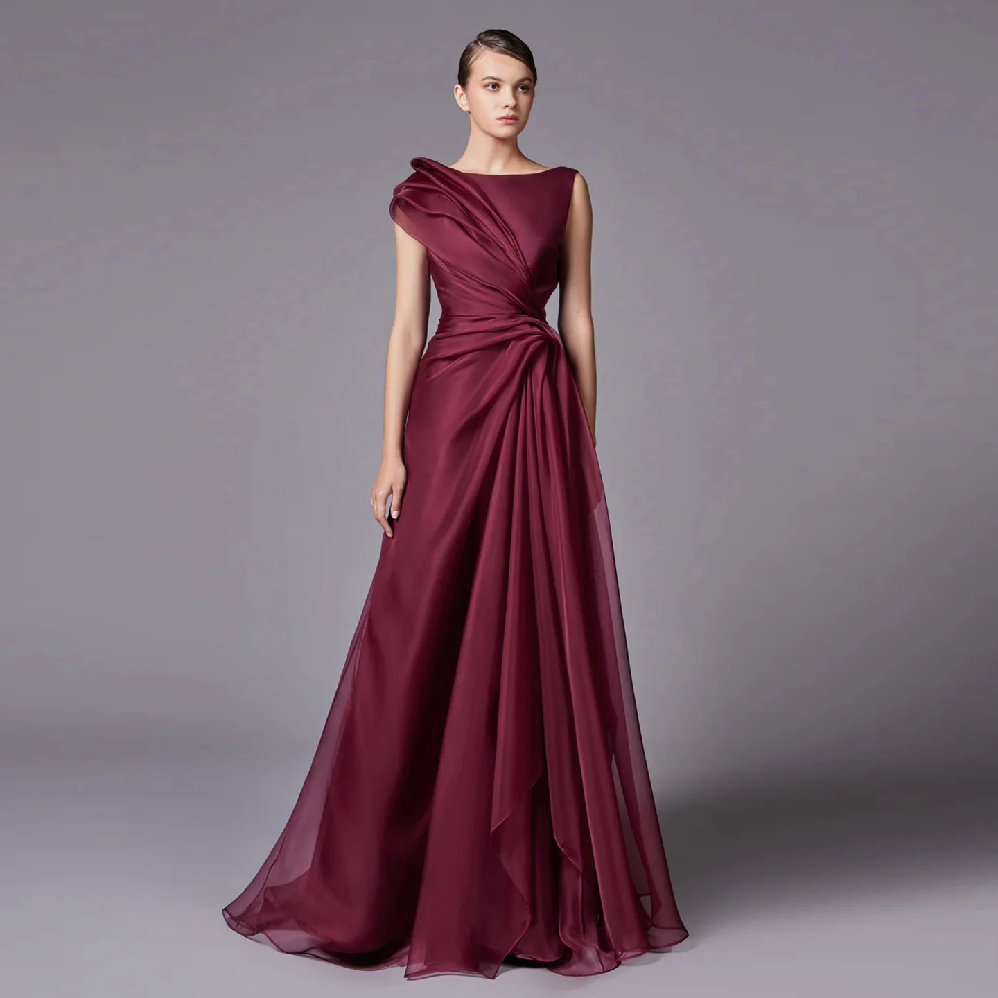 Sharon Said Burgunderrotes langes Damen-Abendkleid für Hochzeit, elegante formelle Partykleider SF083 Maßgeschneidert