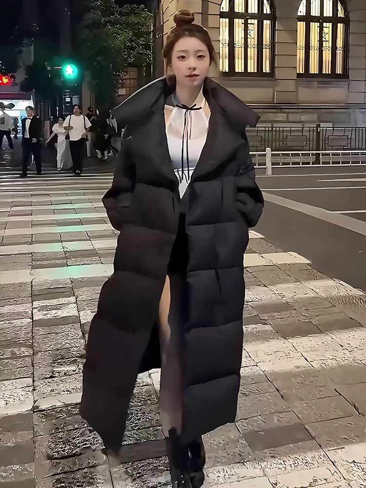 2024 invierno nuevo Faionable versátil Thiened Floing cuello grande blanco Du abajo Jaet mujer moda viaje Sle