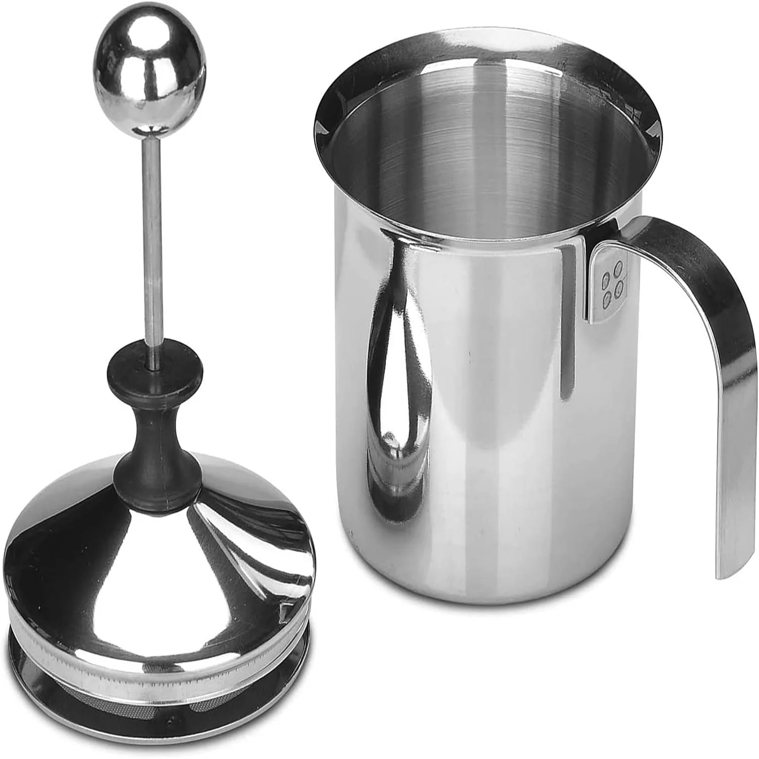 14-Ounce Stainless Steel Manual Milk Foamer, Hand  Coffee Milk Frothing Pitchers with Filter Screen For Cappuccino Coffee Latte 