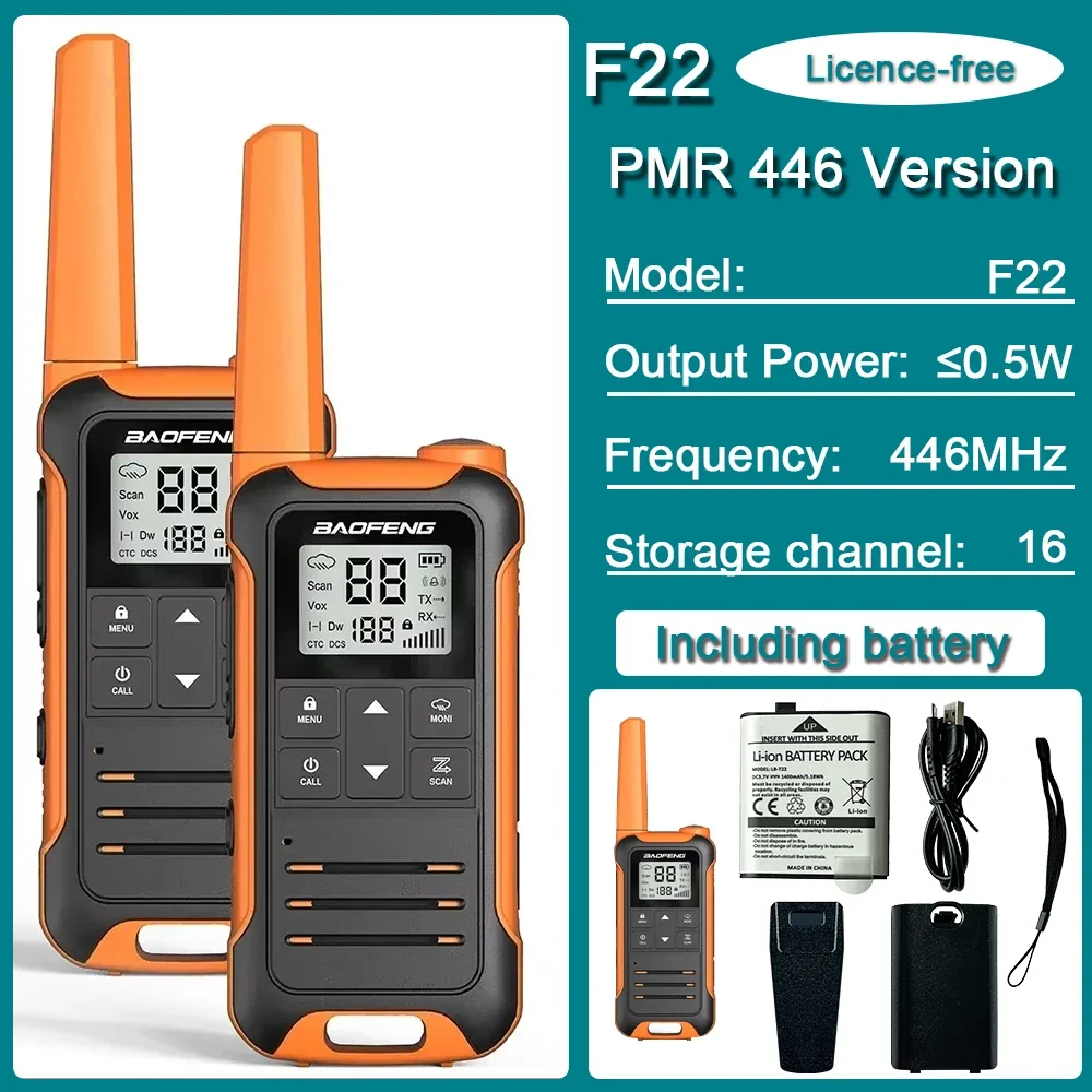 2PCS BAOFENG Official Store BF-T17 FRS Mini Walkie Talkie Portable Two Way Radio Long Range 22CH VOX USB Ham Radio Flashlight