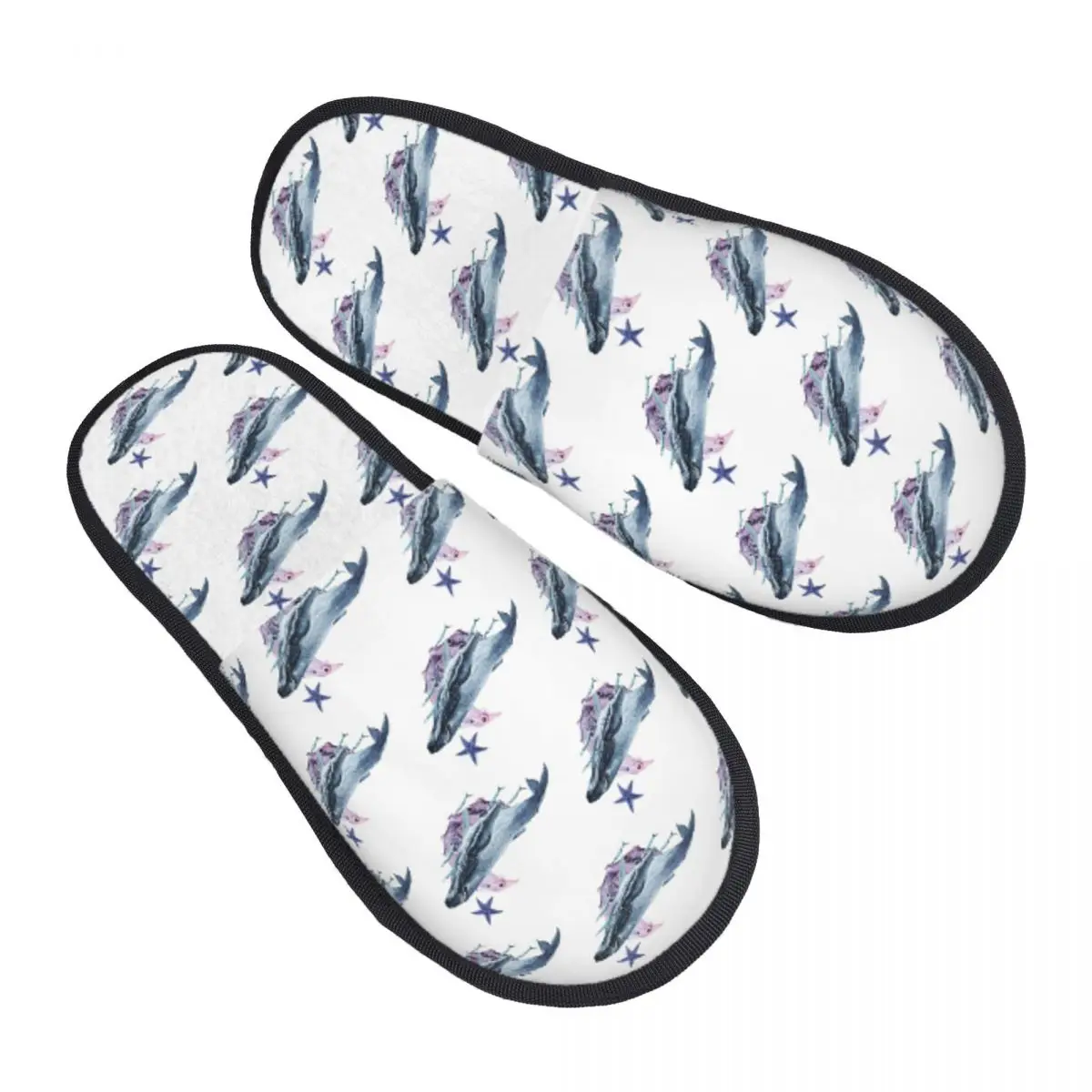 Custom Orca Whale And Dolphin Marine Life Slippers Memory Foam Warm Soft Women House Slipper Indoor Comfy Shoes