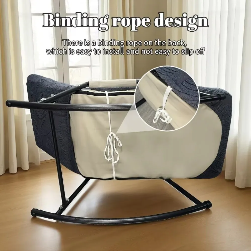 Elastic Rocking Chair Covers Leaves Jacquard Polar Fleece Chair Protector Cover Soft Lounge Chair Cover ForBalcony Relax Sofa
