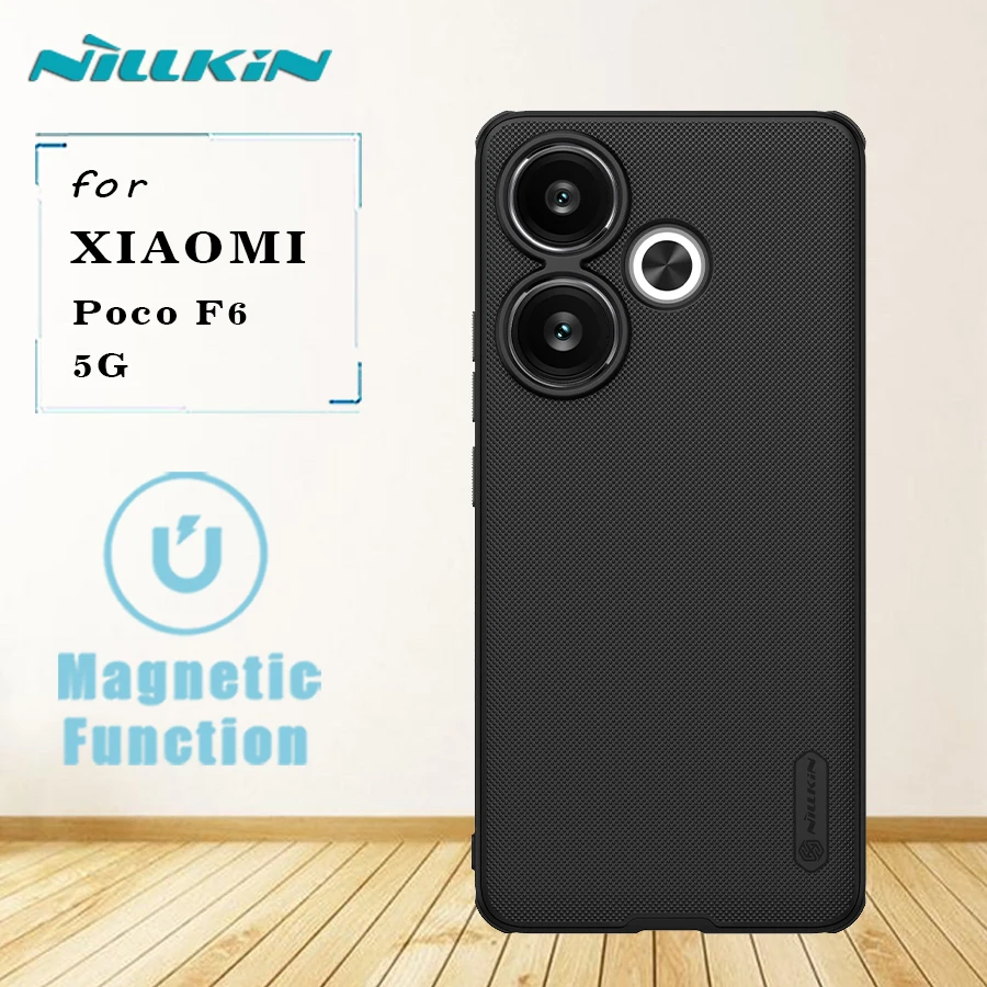 

for Xiaomi Poco F6 5G Magnetic Case Nillkin Frosted Magsafe Hard PC TPU 360 full Shockproof Back Cover for Poco F6 5G