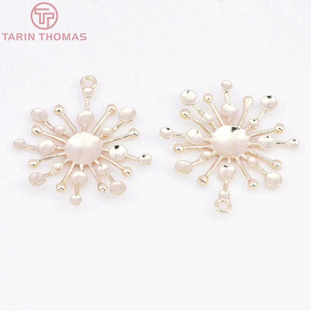 (595) 6PCS 29x33MM 14K Gold Color Brass Round Pot Sun Charms Pendants High Quality Diy Jewelry Making Findings Accessories