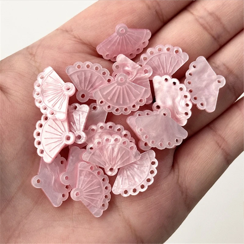 20pcs/lot new creative acrylic acetic acid print fan charm resin connectors diy for earring pendant jewelry making accessories