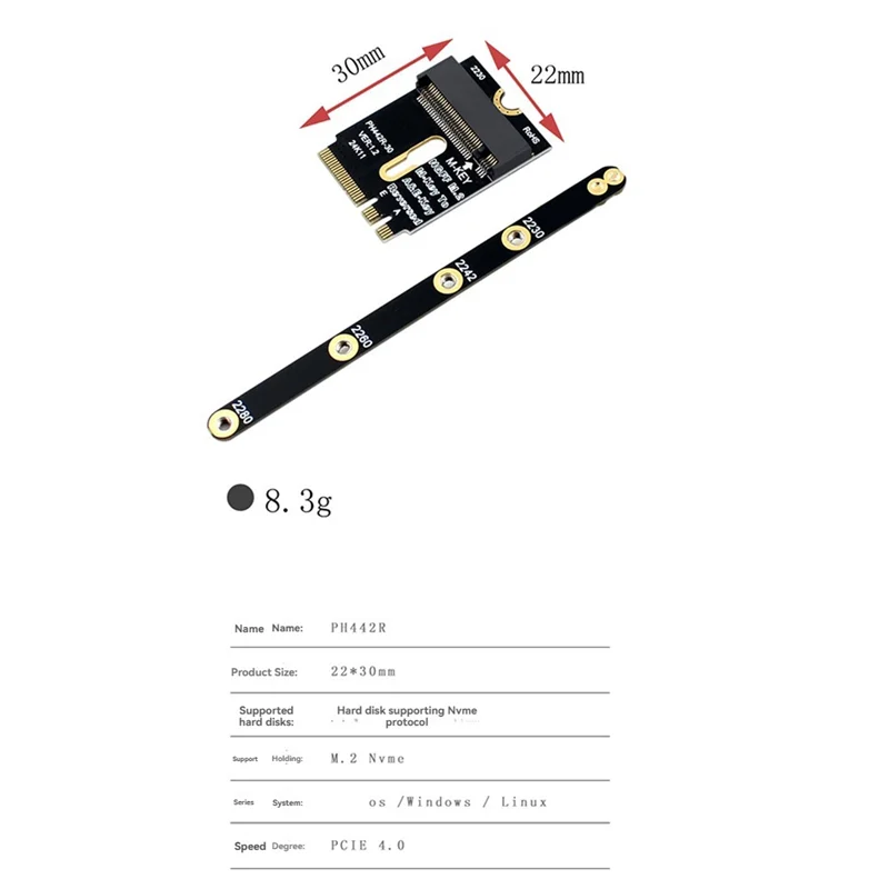 AEE7-PCIE 4.0 M.2 NVME Adapter SSD PCIE Adapter Installation For 2230 2242 2260 2280 M2 NVME SSD Riser Card