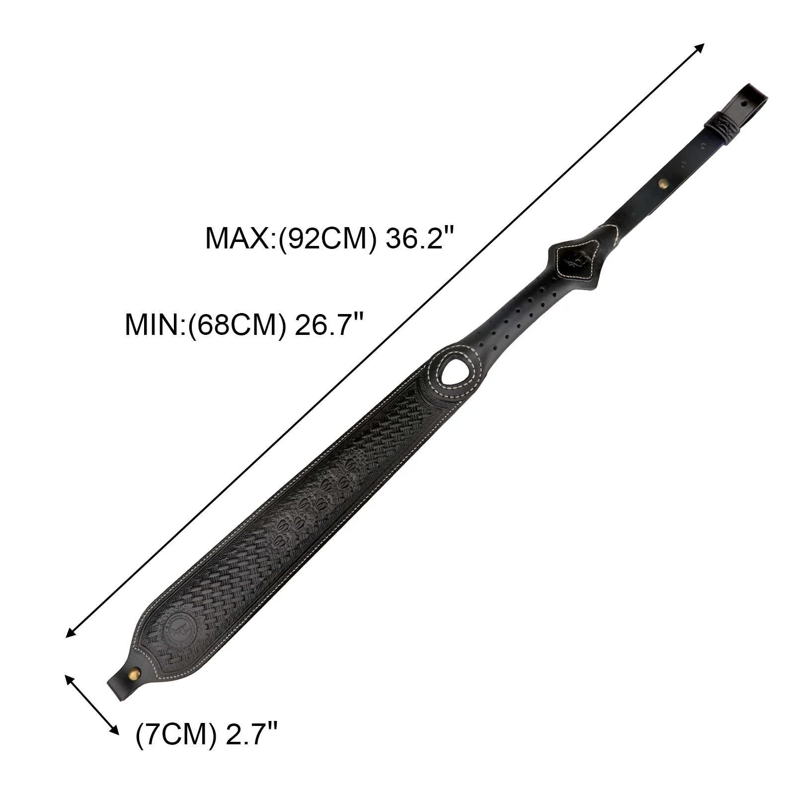 Tourbon Shooting Rifle Sling Thick Leather Gun Shoulder Strap Non-Slip Adjustable Length 105cm Finger Rest Black Hunting