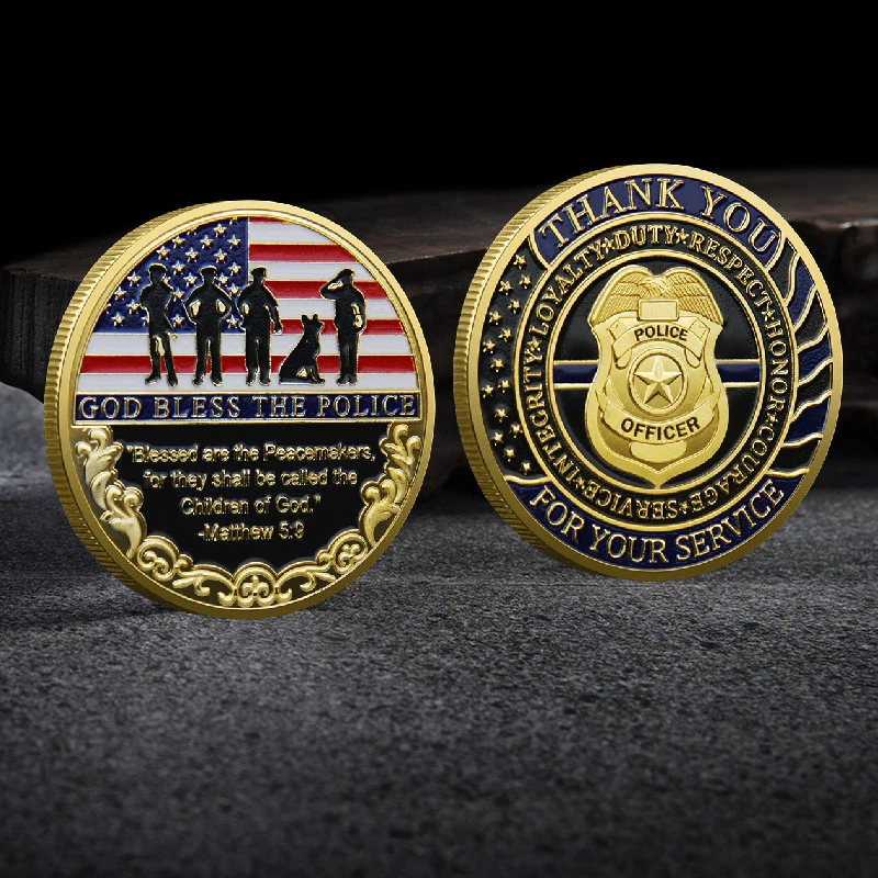 5pcs Thank You for Your Service Challenge Coins God Bless the Police Commemorative Medal Military Souvenir Coin Gift For Veteran