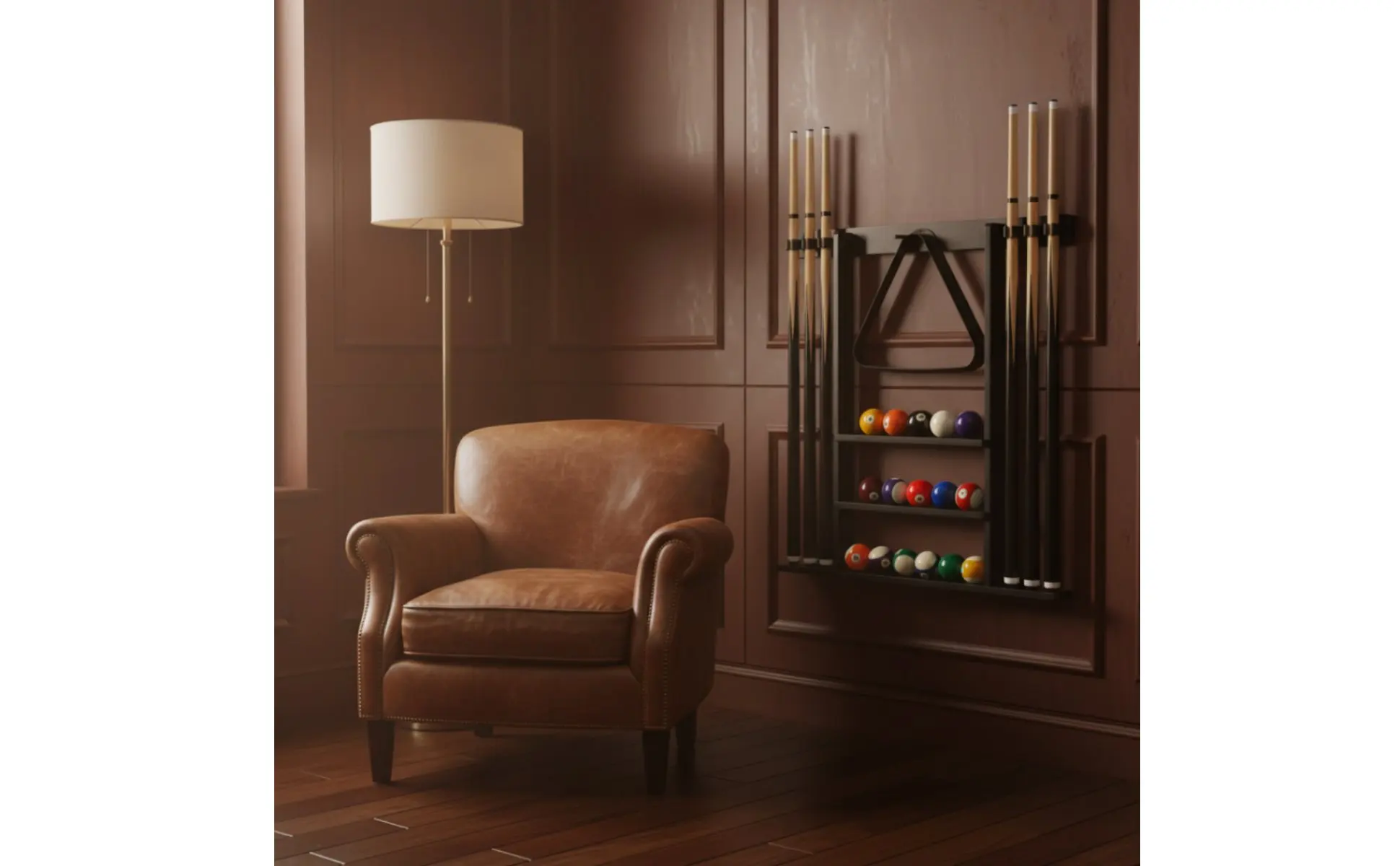 Billiard Cue Rack Black Finish Billiard Cue Stand Game Furniture Easy to Install Sports Storage Scratch Protection for Club Room
