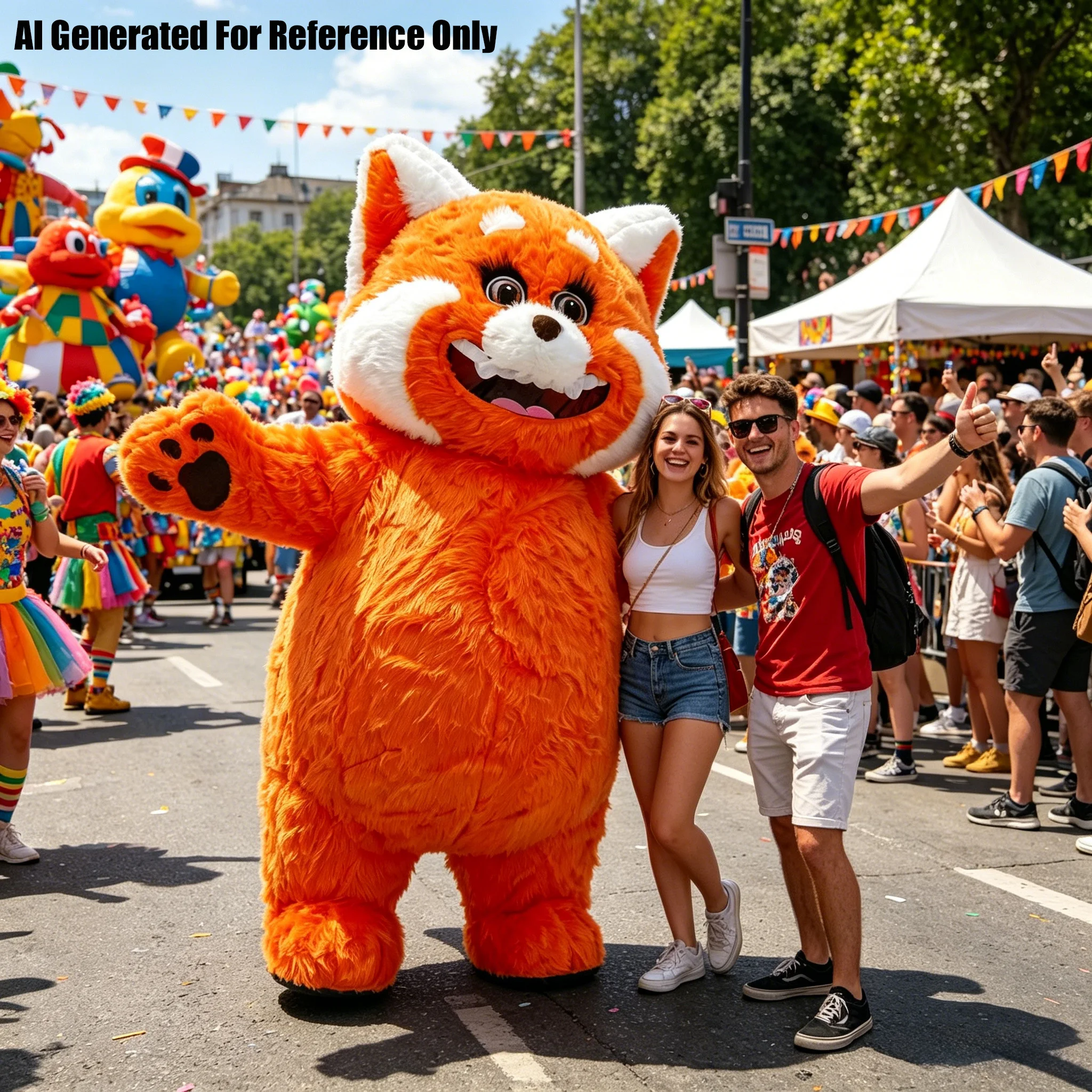 Disfraz Inflable de Mapache Naranja de 2.2 Metros, Mascota para Adultos, Cosplay de Personaje Animal, Set para Fiesta de Cumpleaños con Batería