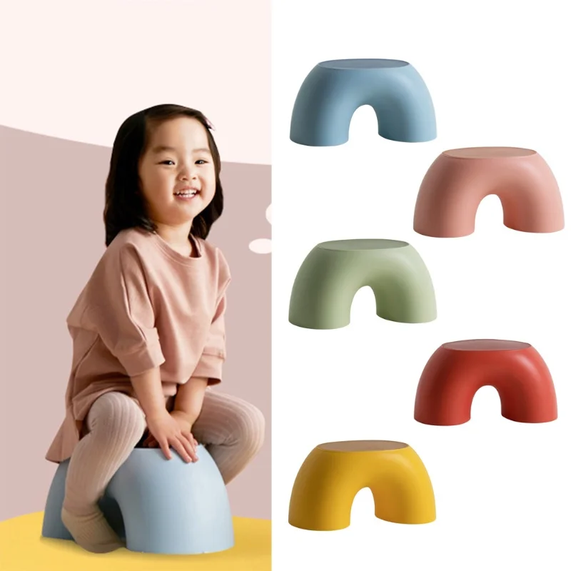 Chaise arc-en-ciel semi-anneau simple pour enfants, jouets, tabouret, marchepied, meubles, simulation de monter un cheval