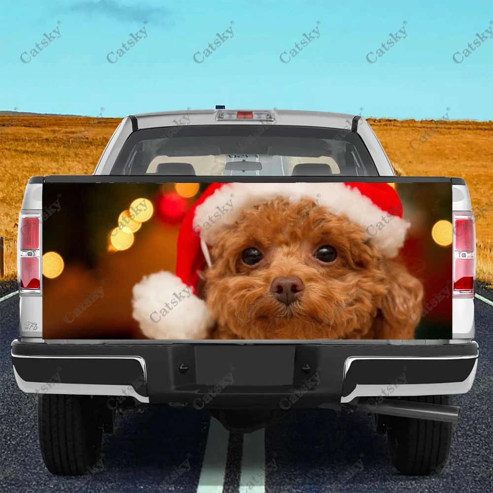 

Holiday Christmas Dog Car Tail Trunk Protect Vinly Wrap Sticker Decal Auto Hood Decoration Engine Cover for SUV Off-road Pickup