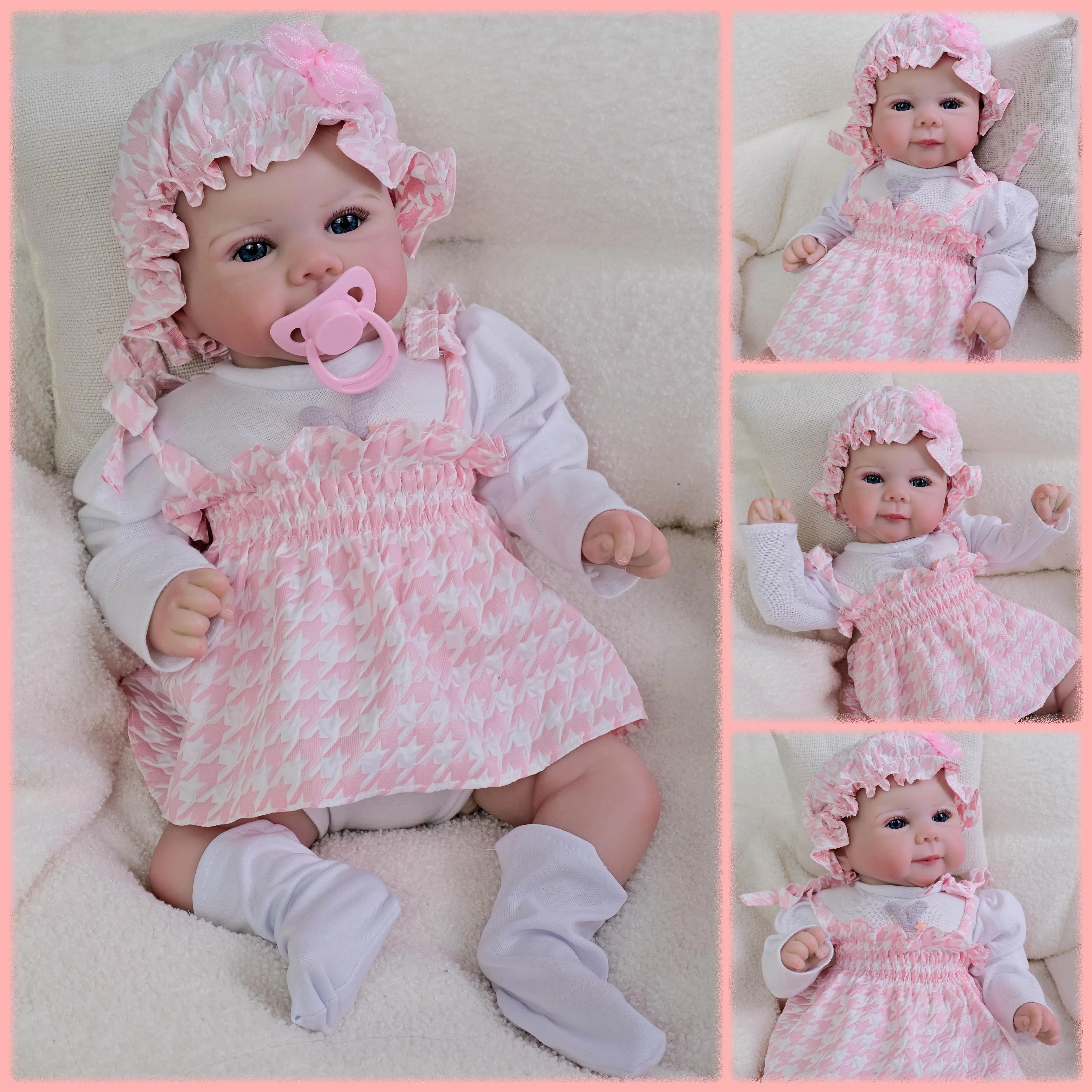 Lalka Reborn Bettie/Juliette/Loulou, całe ciało malowane winylem, włosy, 19 cali, realistyczny niemowlak, wielowarstwowa malowidło skóry, widoczne żyły.