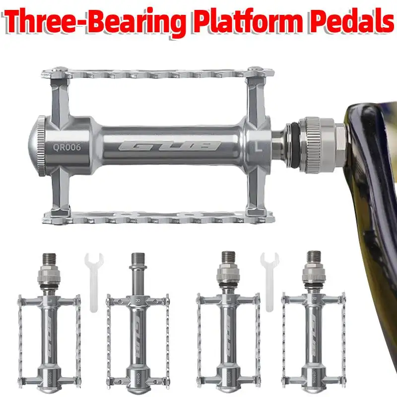 

Aluminum Alloy Bicycle Pedal with Triple Bearings Anti-Slip Flat Pedals Quick-Release Cycling Platform Pedals for Mountain Bike