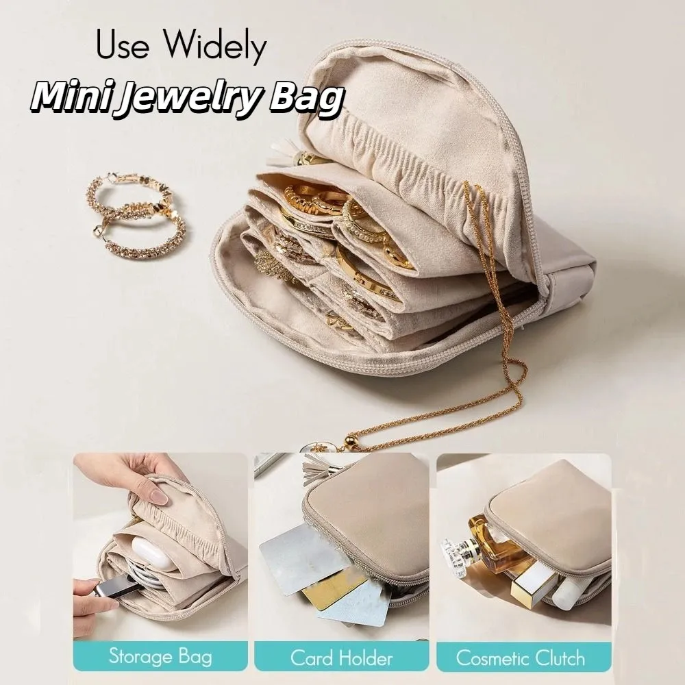 

Tassel Jewelry Packing Bag Earrings Bracelet Rings Necklace Mini Cosmetic Bag Organizer PU Leather Jewelry Storage Case Outdoors