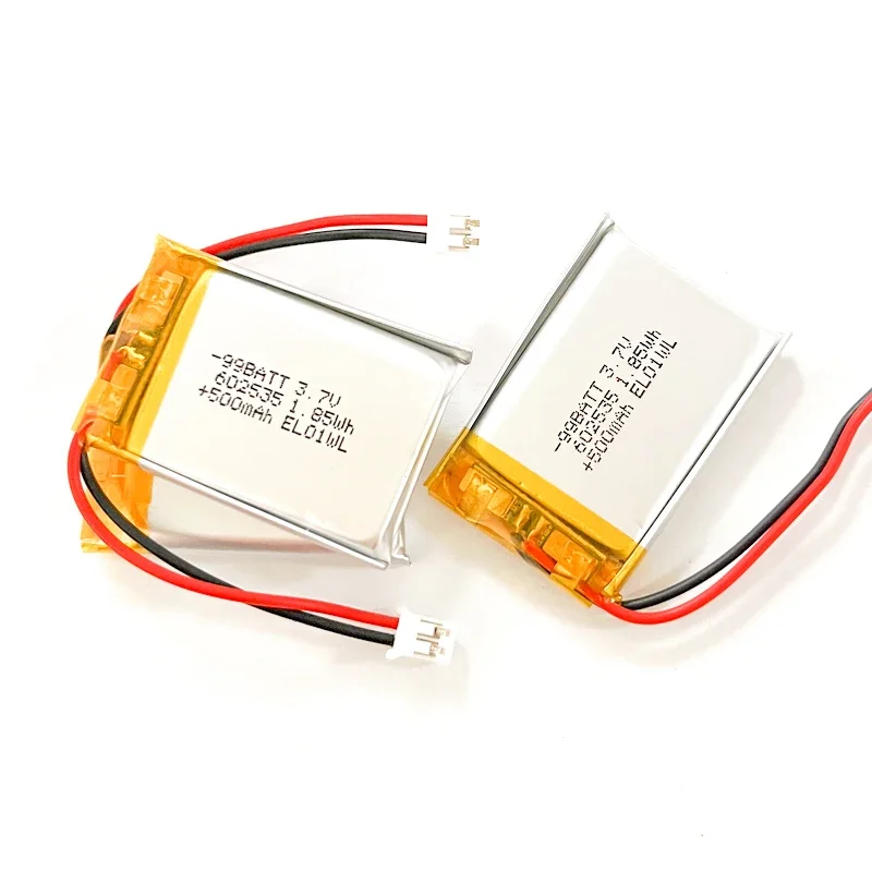 602535 500mAh 3.7V Lithium Polymer Battery Rechargeable LiPo Battery for GPS MP4 Bluetooth Speaker Camera Watch