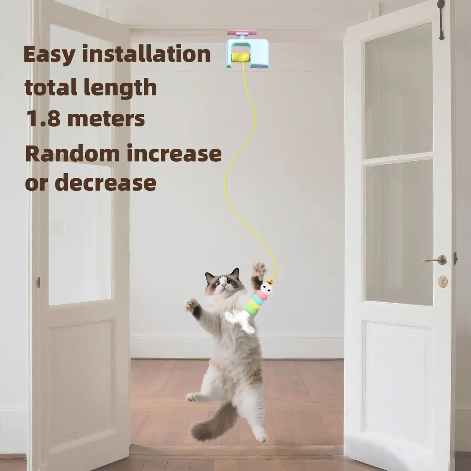 Cat Toy Swing Sticky Disc Elastic with Bell Hanging Door Teasing Cat Rope Long Rope Teasing Cat Toy Accessories Pet Kitten Toy