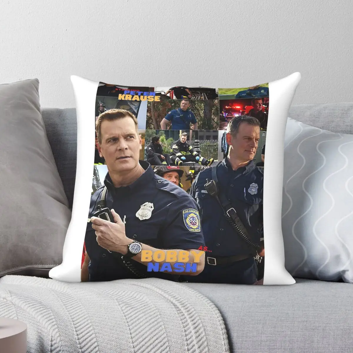 Bobby Nash 9-1-1 Peter Krause Square Pillowcase Polyester Linen Velvet Pattern Zip Decorative Pillow Case Bed Cushion Case