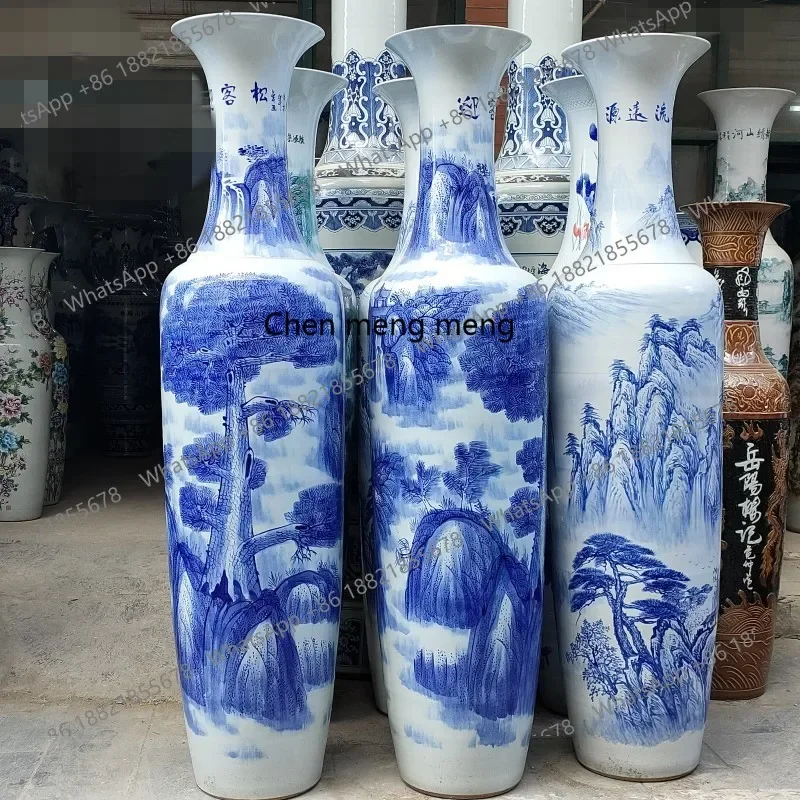 A74Ceramic vase hand-painted porcelain welcoming guests pine floor large vase opening decoration gift