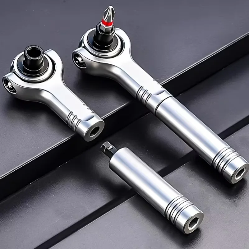 

Universal ratchet wrench socket screwdriver bit dual-purpose forward and reverse magnetic high speed screwdriver repair tool