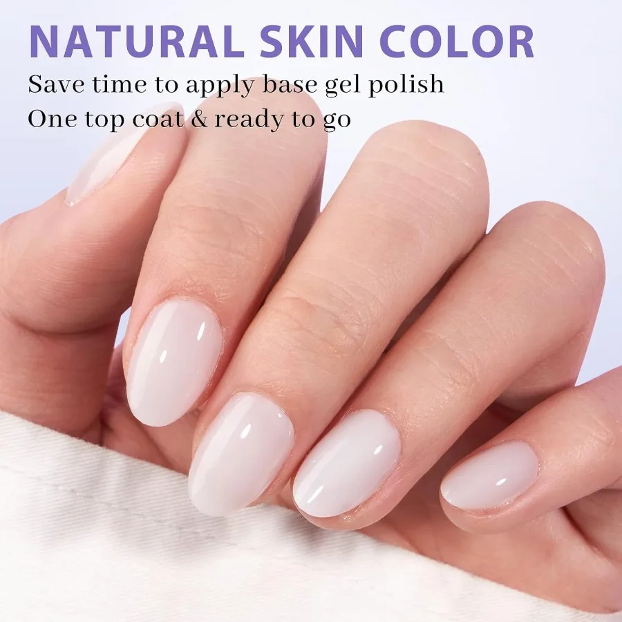 XS pointes d'ongles courtes en gel d'amande pointes d'ongles en gel doux blanc laiteux pré-coloré pour un aspect naturel idéal pour un usage quotidien et des occasions spéciales