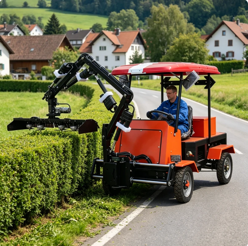 Ride-on Hedge Trimming Vehicle Drivable Steering Wheel Control Roadside Greenery Pruning Machinefor Municipal Work Rig