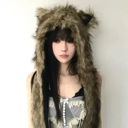 2025 Designer Style Cashmere Women Winter Hat Balaclava Cap Autumn Winter Hats Warm Pullover Snood Hat Collar Bonnet Bear Cap