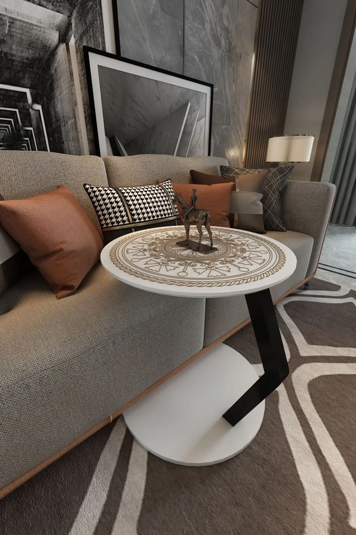 Home Side C Shape Table Modern Decor Disassembled Coffee Table Small Snack Table Couch Table Living Room Sofa Table with casters