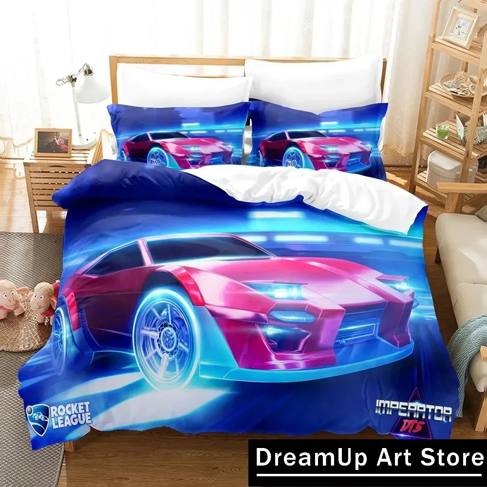 3D Print Rocket Game League Bedding Set Cute Quilt Cover Bed Cover With Pillowcase Twin Single Queen King Size Boys Adult Home