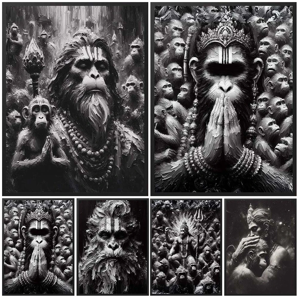 Hanuman Indian Mythology Hinduism Religion Posters Wall Pictures For Living Room Decor Poster Wall Art Canvas Painting Unframed
