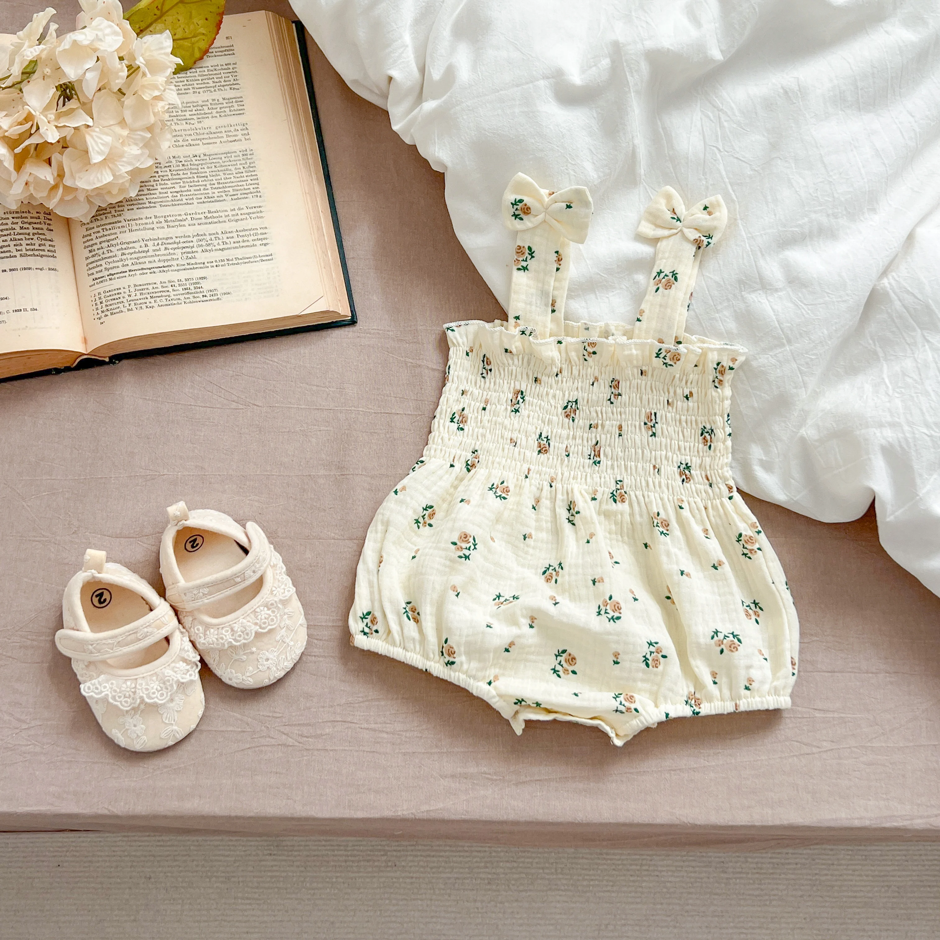 Sommer Outfit Kinder Baby Kleidung Baumwolle Ärmellose Strampler Neugeborene Mädchen Kleidung Kleinkinder Blume Bogen Kinder einteiliges Bodys – Detail 20